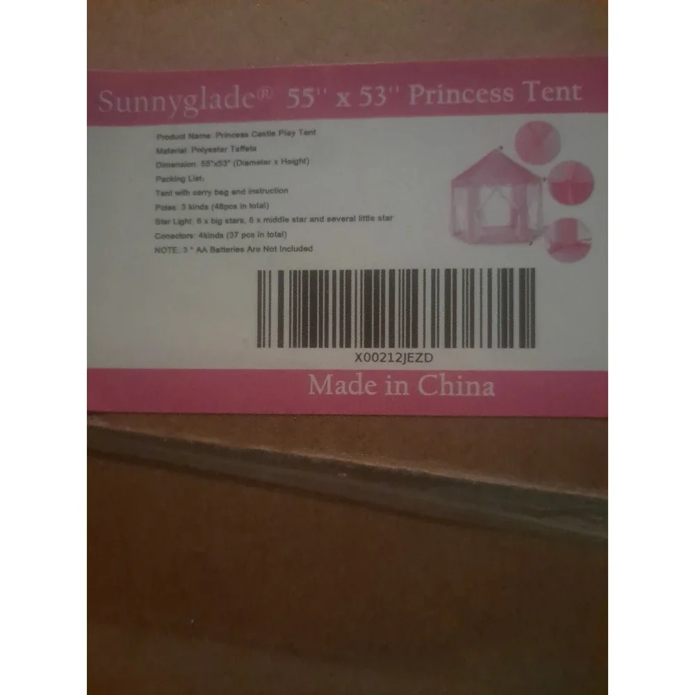 Princess Castle Play Tent for Kids - Pink Hexagon Playhouse Sunnyglade 55'x53'